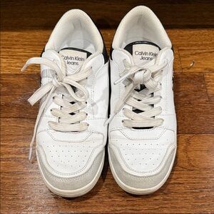 Calvin Klein White and Gray Casual Sneakers